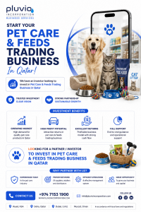 Pet care and pet feeds trading business investment opportunity in Qatar featuring pet food products, pet supplies, dog and cat care solutions, and investor partnership opportunities.